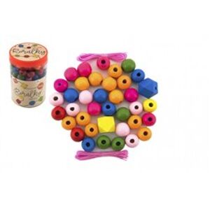 TEDDIES Korálky barevné MAXI s gumičkami 106 ks v plastové dóze