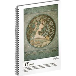 Alfons Mucha Spirálový blok Ivy, linkovaný 14,8 x 21 cm