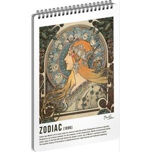 Alfons Mucha Spirálový blok Zodiac, linkovaný 14,8 x 21 cm
